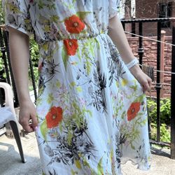 Floral Print White Dress