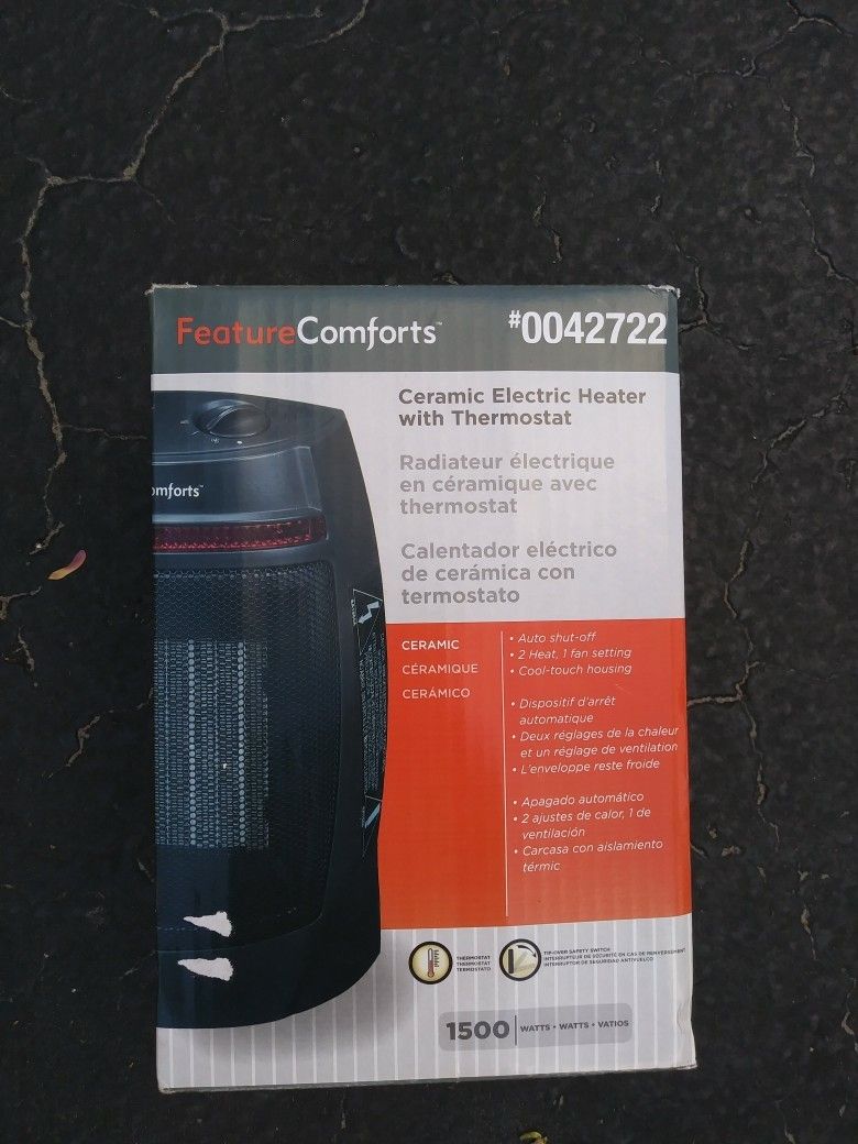 FEATURE COMFORTS CERAMIC ELECTRIC HEATER WITH THERMOSTAT ITEM#0042722