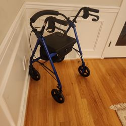 Folding Rollator Walker Large Wheels Seat Brakes Pouch Holds 300 Lbs
