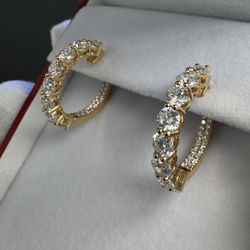 4.20 Carat Natural Diamond 25 Pointer Hoops