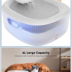 Brand New 1.6 Gallon/6L Large Auto Water Fountain for Pets, Ultra Quiet Pump,Clean, Fresh Water