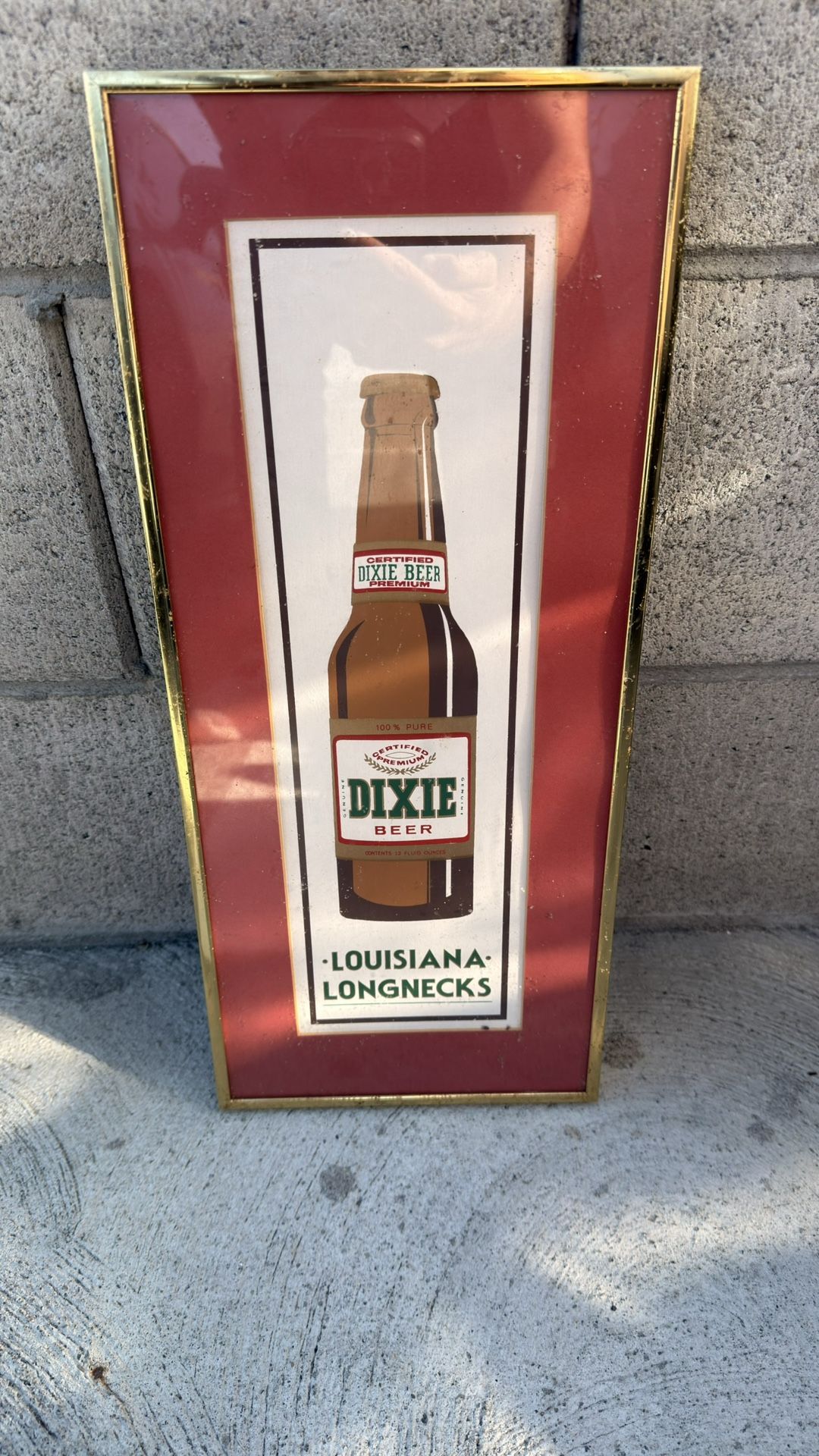 Vintage Dixie Beer “Louisiana Longnecks” Framed Bar Art – Retro Wall Decor