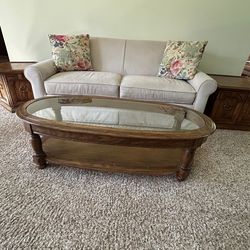 Vintage Pecan Wood Living Room Tables