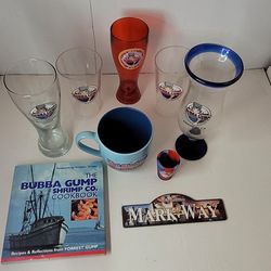 Bubba Gump Shrimp Co. Collection (9) Nine / Glasses, Mug, sign & Book