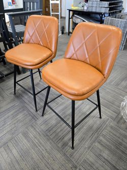 Swivel Bar Stools , Faux Leather 24.4" Counter Height Bar Stools with Back Footrest Metal Legs for Kitchen Island. 30 pieces available.