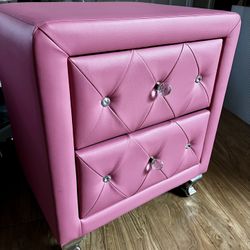 Used Like New- Pink Leather Nightstand