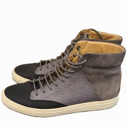 Men Size 7 TCG Leather/Textile/Suede Gray And Black Casual Sneakers Hi-Top Shoes