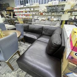 Leather L-shaped Brown Couch