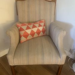 Vintage Wood Leg Arm Chair, Pillow Not Included