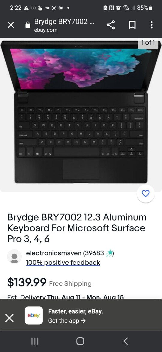 Brydge  12.3  Keyboard for Microsoft  Surface Pro 3, 4, 5