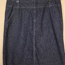 Vtg Baccini  Dark Wash Blue Jean Pencil Skirt Pockets BackSlit Zipper Womens 14 