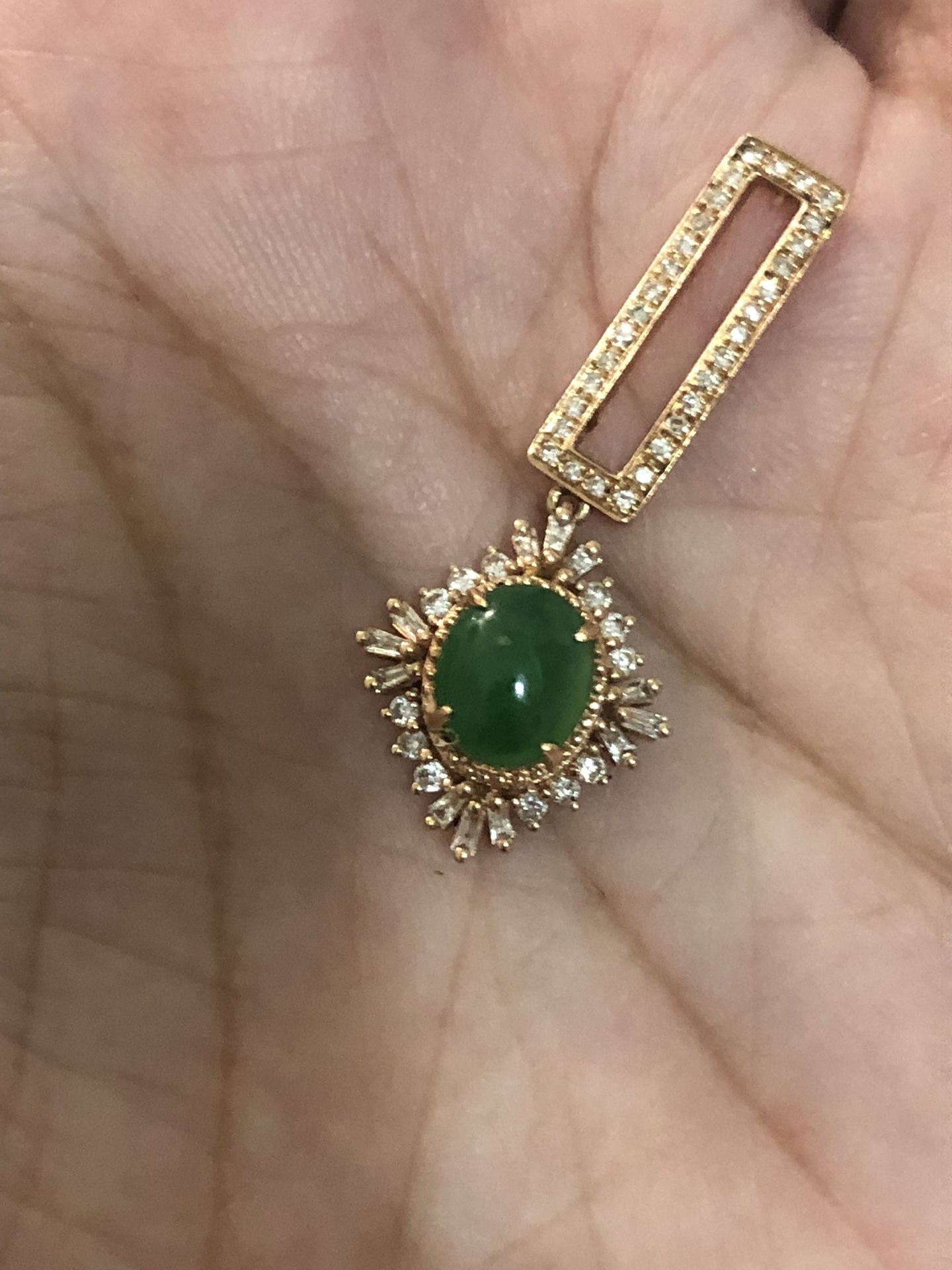 Rose Gold Jade Diamond Pendant