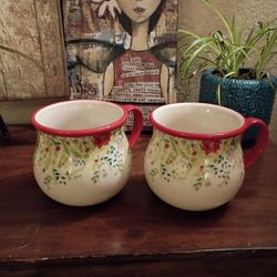Pioneer Woman Holiday Cheer Pot Belly Soup Mugs 28 Oz