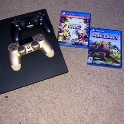 ps4 pro with 2 games and 2 controllers