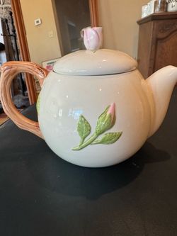 Ceramic Teapot with Rose Bud Detail