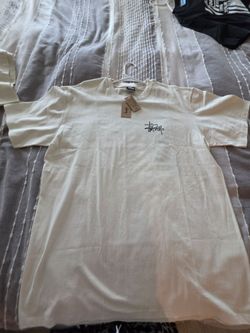 Stussy Logo T-Shirt Cream White New with Tags