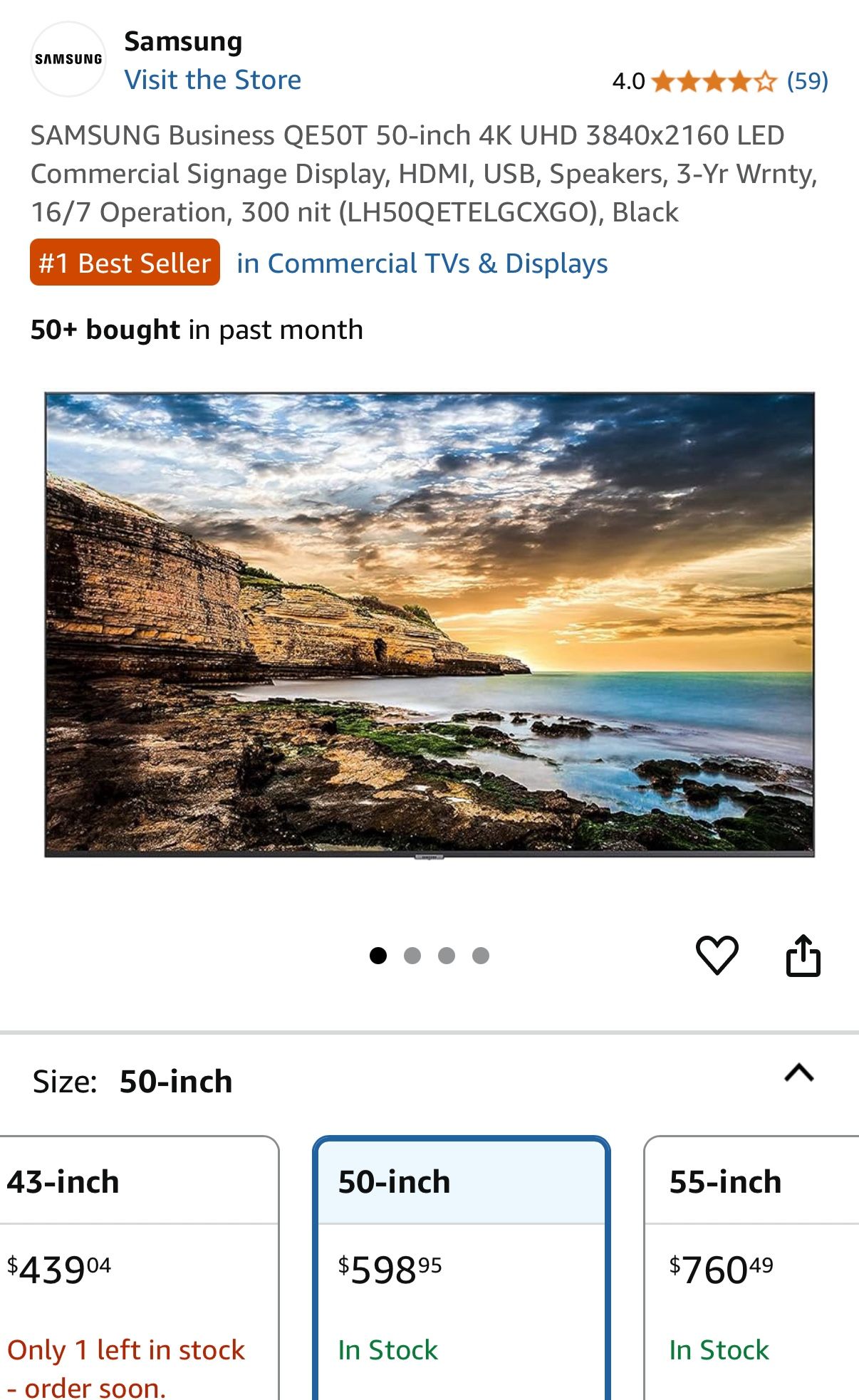 SAMSUNG Business QE50T 50-inch 4K UHD