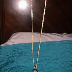 24 Inch 14k Gold Chain Set With Versace Pendant