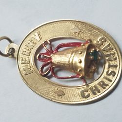 14Kt Yellow Gold Merry Christmas Pendant 