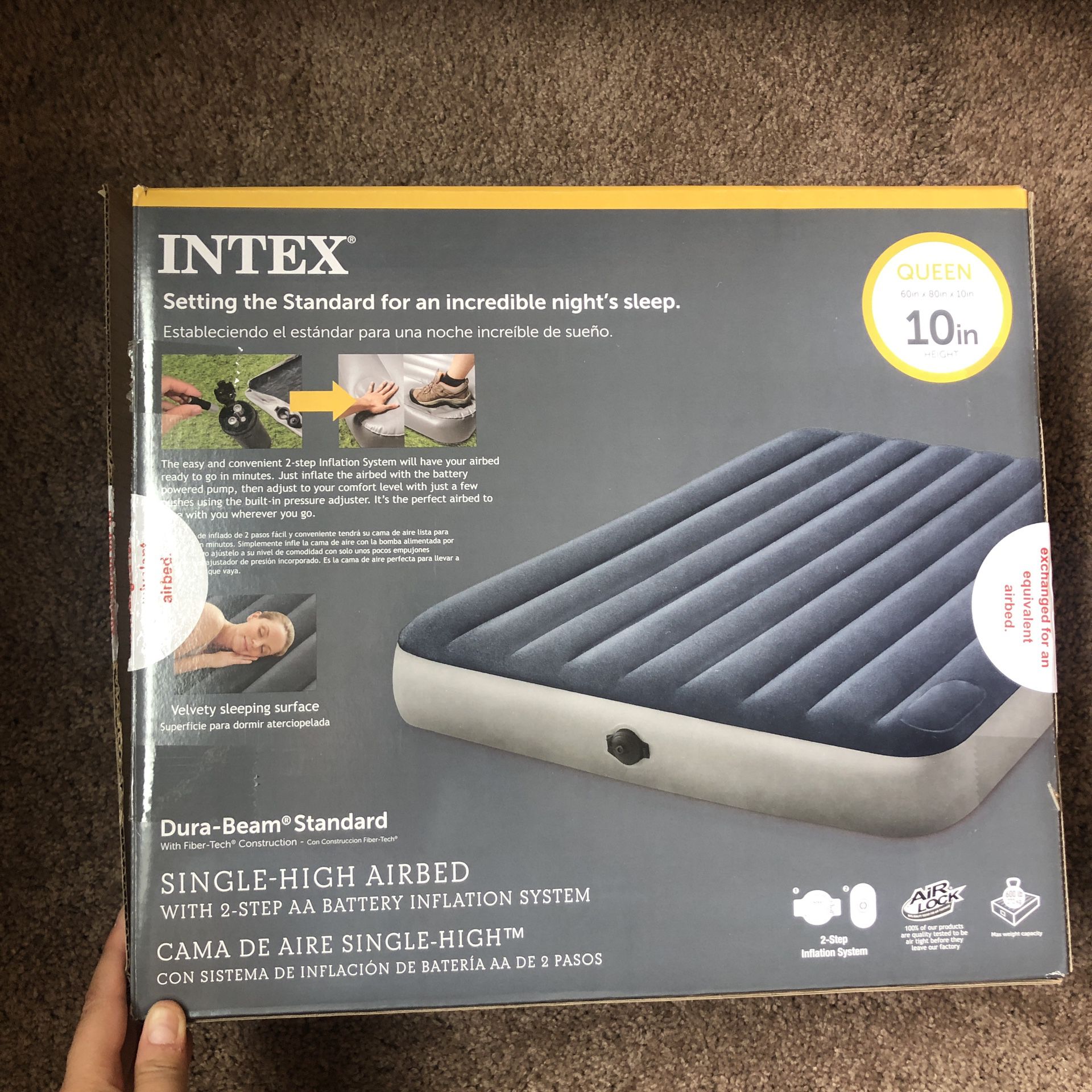 New Intex Queen Size Air mattress with built in pump