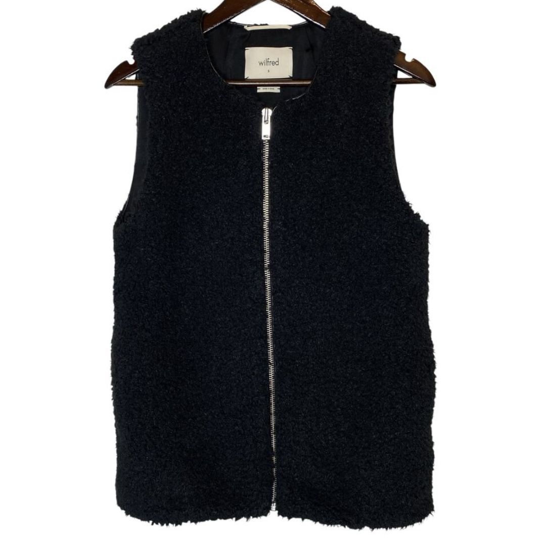 Wilfred Aritzia Women’s Chatou Sherpa Long Vest Black size Small