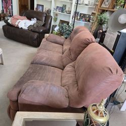 Reclining Sofa, Brown, Microfiber 