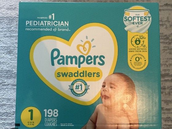 Pampers Diapers, Qty198,All Sizes