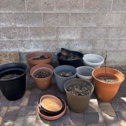 Assorted Plant Pot And Saucers 