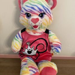 Build A Bear Cat 16" Plush Rainbow Stripes Tiger Zebra Stuffed Animal BAB toy