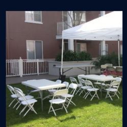 White Foldable Tables Chair Canopies Party R3ntals