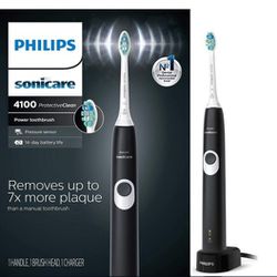 Philips Sonicare ProtectiveClean 4100 Rechargeable Electric Toothbrush, Black - Plaque Control with Pressure Sensor, Up to 2 Weeks Operating Time