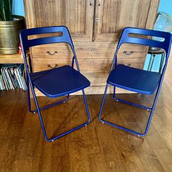 IKEA NISSE Blue Folding Chairs