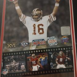 JOE MONTANA #16 49ers Authentic NFL Commemorative Memorabilia SUPER Bowls XVI, XIX ,