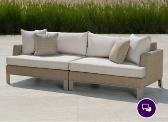Outdoor Wicker Sectional Sofa with Cushions
