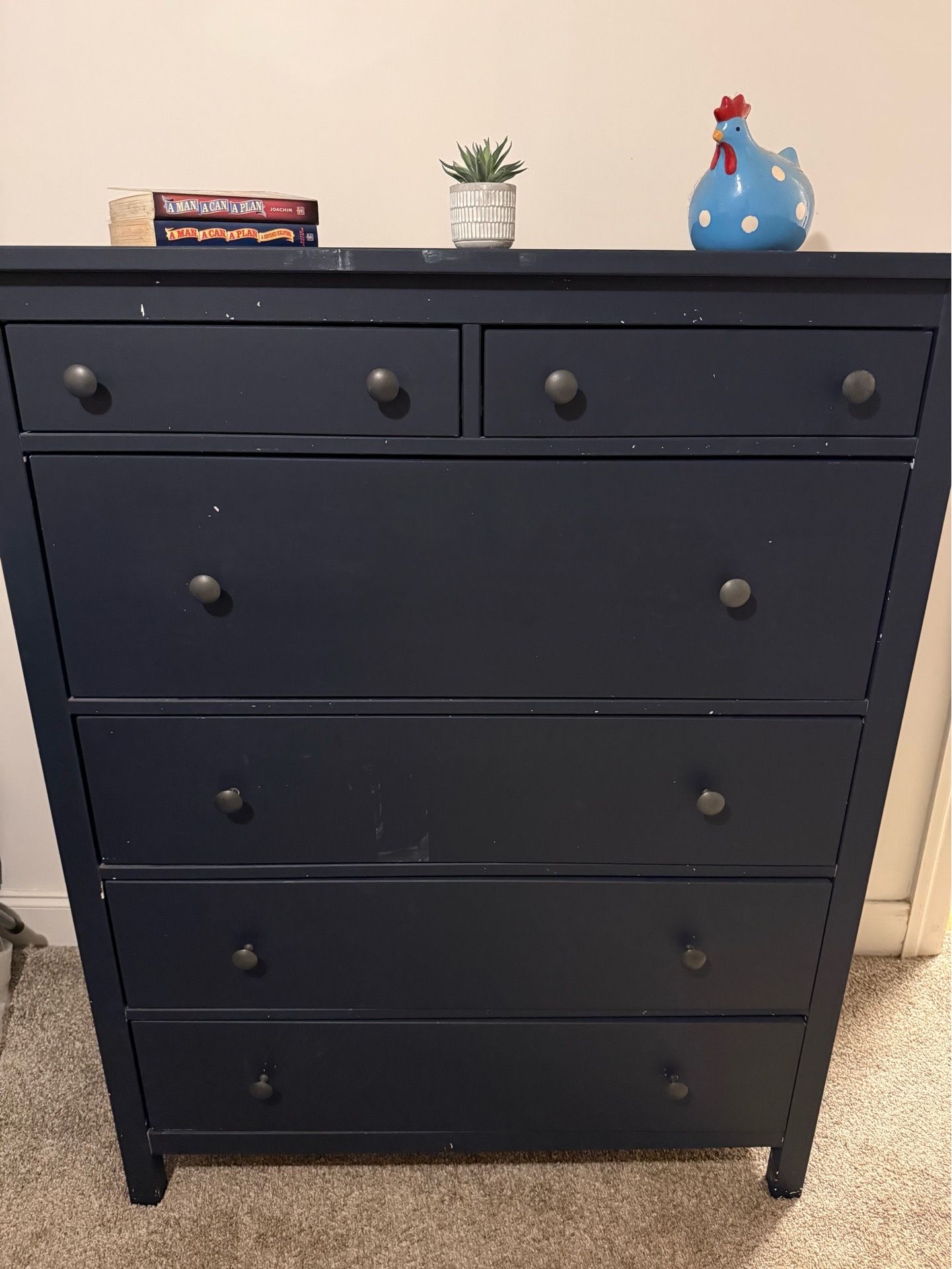Navy Dresser with 6 drawers