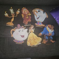 Beauty And The Beast Wood Decorations With Stand