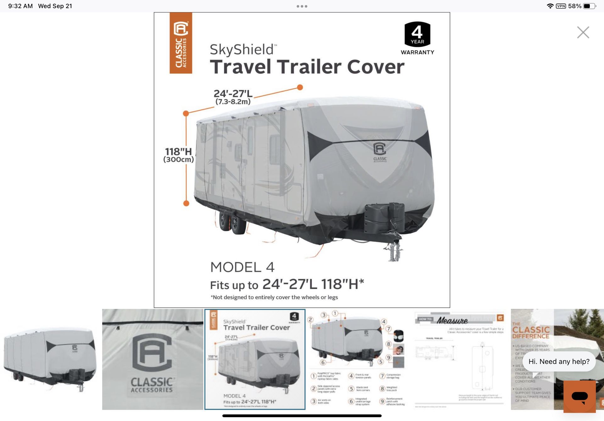 NEW! Skyshield Deluxe Travel Trailer Cover, fits 24’-27’ #80-(contact info removed)02-EX