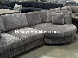 New 125” Large Chaise Sectional Couch Soft Fabric Dark Grey Big Discount Clearance Sale Ashley Style Designer Discount Big Sale