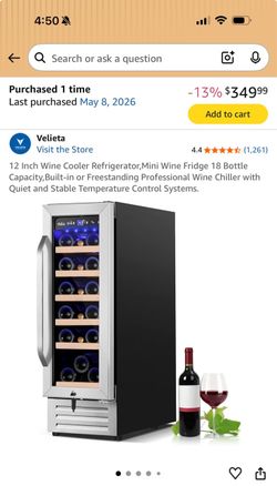12 inch Velieta Wine Cooler Frigde /  Built in 18 bottles