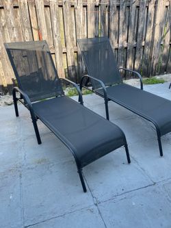 2 Outdoor Adjustable Reclining Patio Chaise Lounge Chairs - Used Condition $60 Both Firm on Price