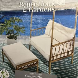 NEW IN BOX Outdoor Patio Chair with Canopy & Ottoman