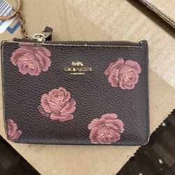 Coach Mini Skinny iD Case With Rose Print 