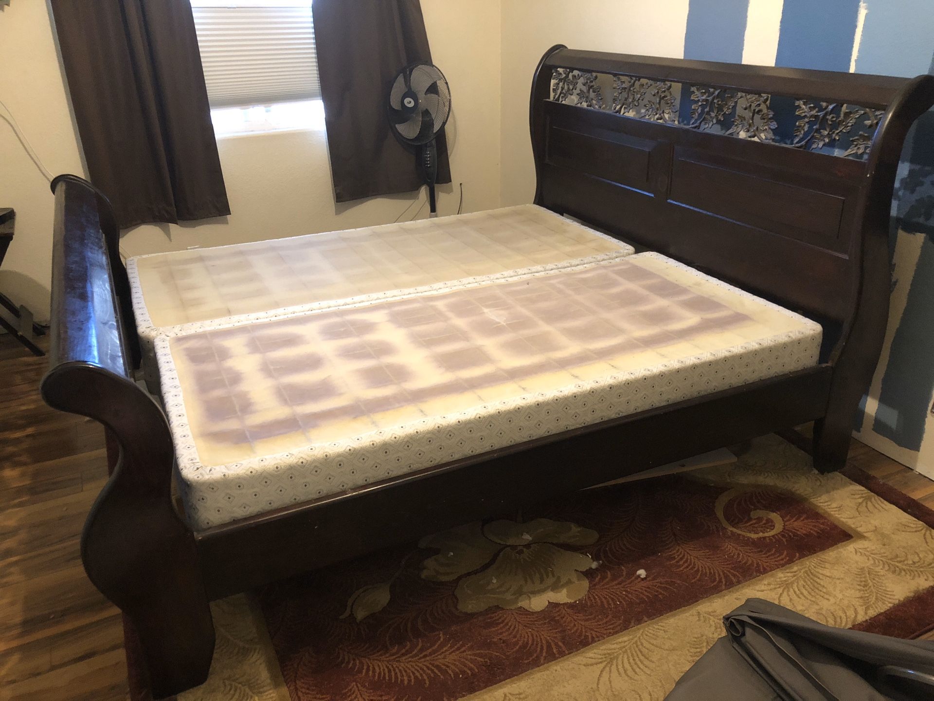 King bed frame w/mattress boxes