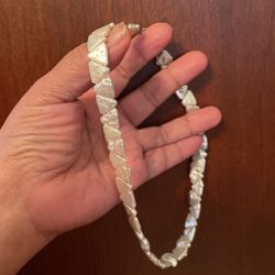 925 Sterling Silver  Natural Pearl Necklace 16’