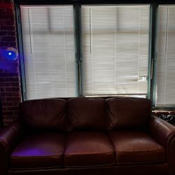 Brown Faux Leather Couch 