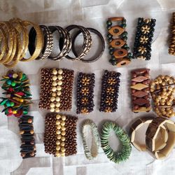 collection of earings and bracelets