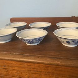 6 Piece Chinese Chrysanthemum Bowls - Perfect Condition 