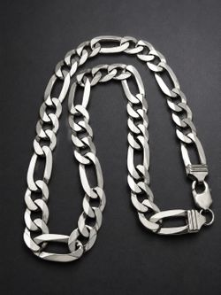 925 Sterling Silver Figaro Chain Men’s Necklace Size 22”