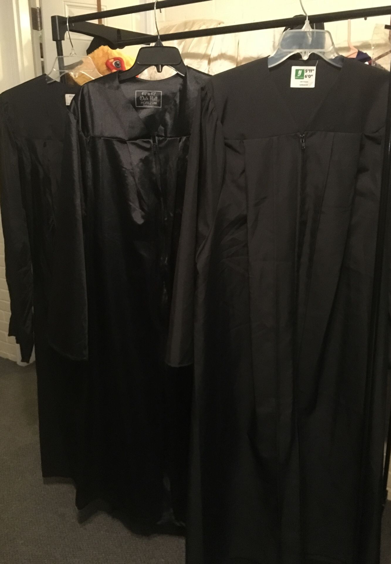 (3) BLACK GRADUATION GOWNS—-for HALLOWEEN PARTY or a GRADUATION!!