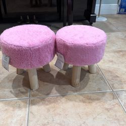 Pink Plush Stools - Brand New